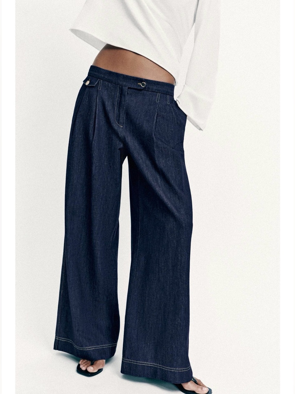 Wide Leg Dark Blue Womens Jeans size 40/08. POP - Picture 11 of 13